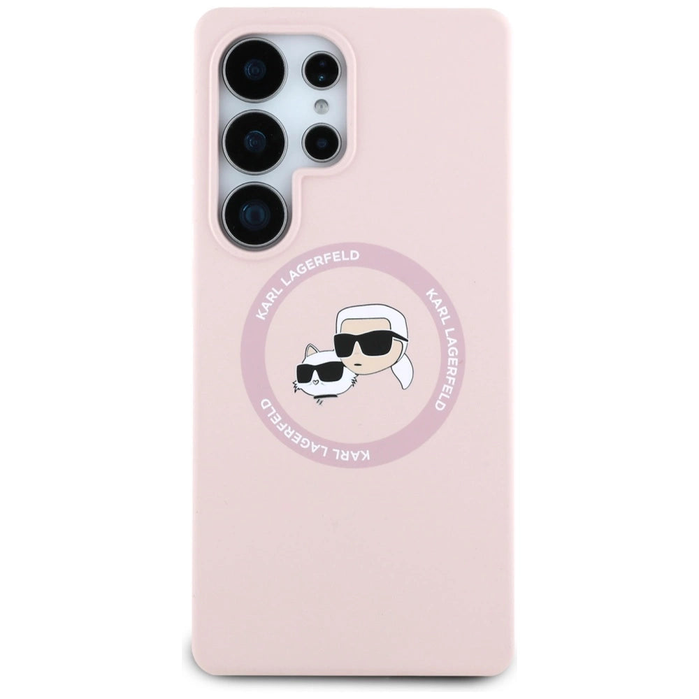 Karl Lagerfeld Silicone Double Heads og Circle MagSafe Samsung Galaxy S25 Ultra Case Pink