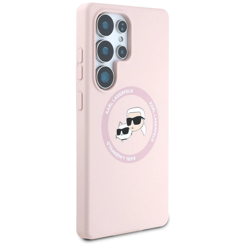 Karl Lagerfeld Silicone Double Heads og Circle MagSafe Samsung Galaxy S25 Ultra Case Pink