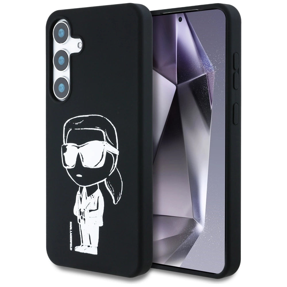 Case Karl Lagerfeld Silicone Graffiti Ikonik Printed Logo MagSafe Samsung Galaxy S25 sort