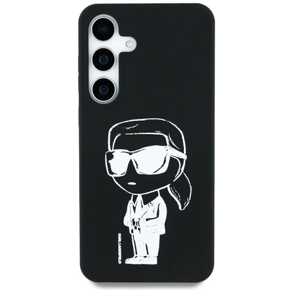 Case Karl Lagerfeld Silicone Graffiti Ikonik Printed Logo MagSafe Samsung Galaxy S25 sort