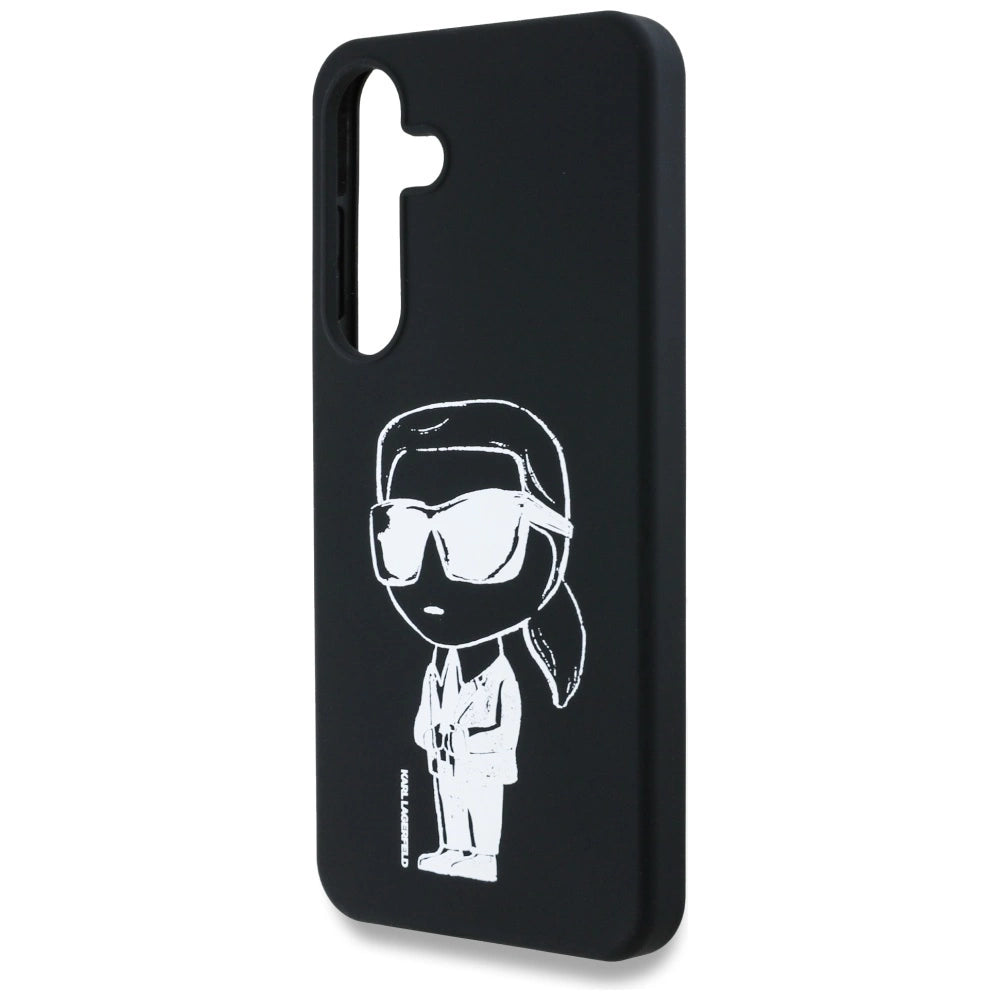 Case Karl Lagerfeld Silicone Graffiti Ikonik Printed Logo MagSafe Samsung Galaxy S25 sort