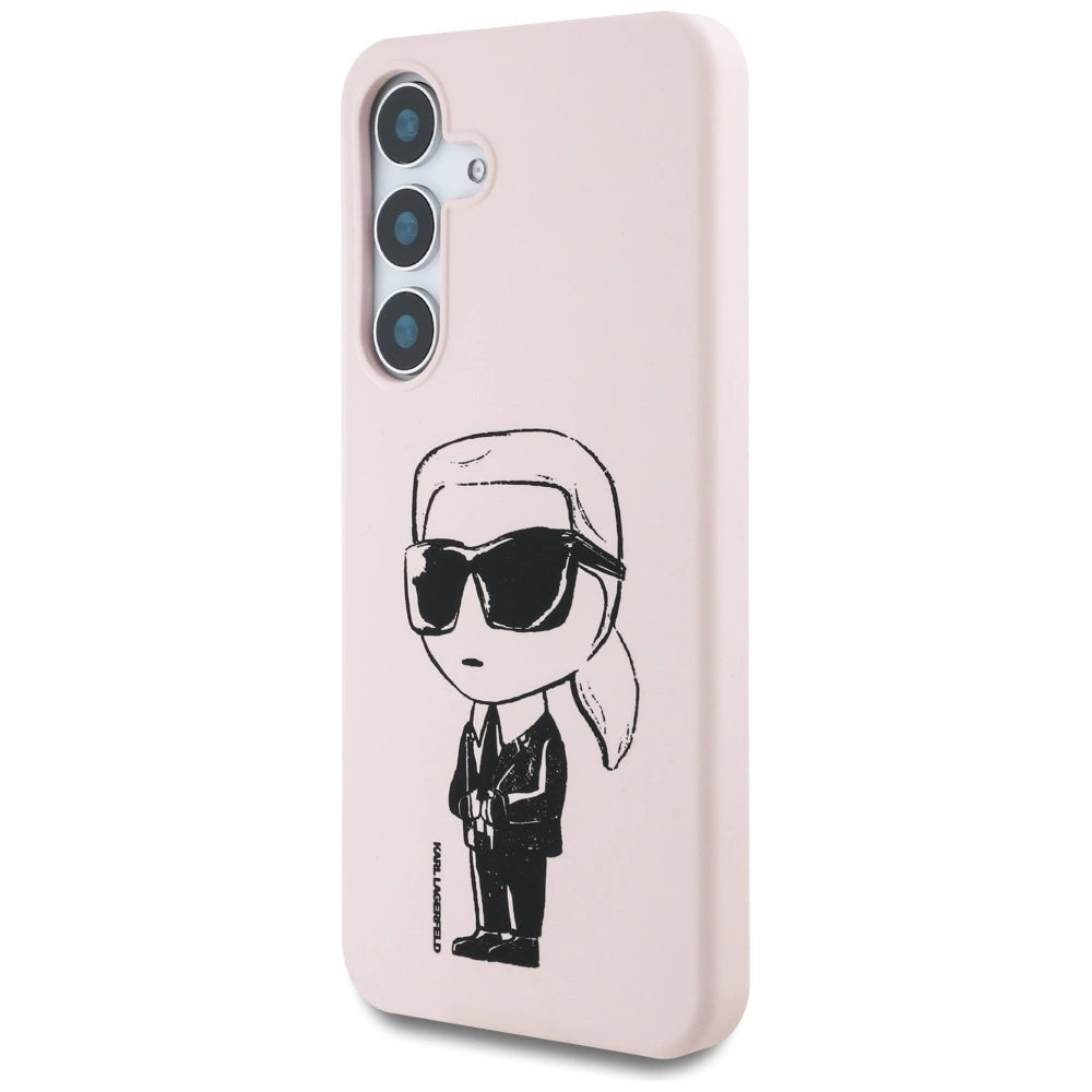 Case Karl Lagerfeld Silicone Graffiti Ikonik Printed Logo MagSafe Samsung Galaxy S25 lyserød