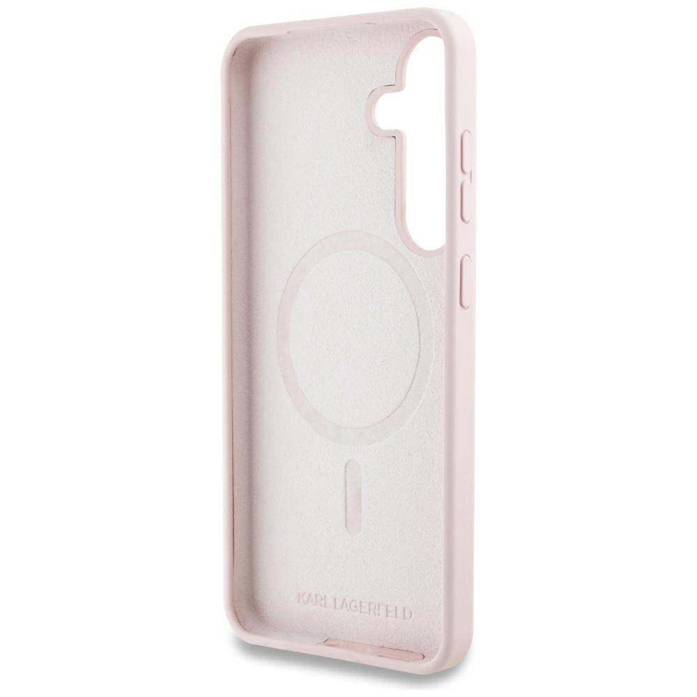 Case Karl Lagerfeld Silicone Graffiti Ikonik Printed Logo MagSafe Samsung Galaxy S25 lyserød