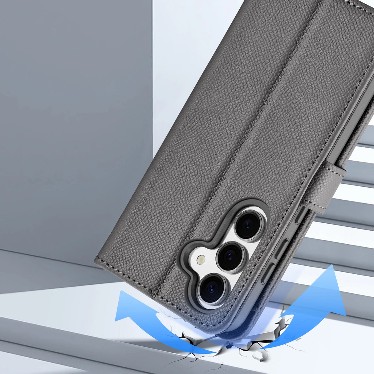 Dux Ducis Lawa Læderhylster til Samsung Galaxy S25 med aftagelig magnetisk tegnebog - grå