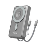 Dudao K29 10000mAh PD 20W MagSafe Power Bank med metalkasse, stativ og indbyggede USB-C/ Lightning-kabler - Grå