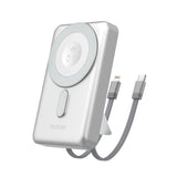 Dudao K29 10000mAh PD 20W MagSafe Powerbank med Metal Case, Stand og Indbygget USB-C / Lightning Kabler - Silver
