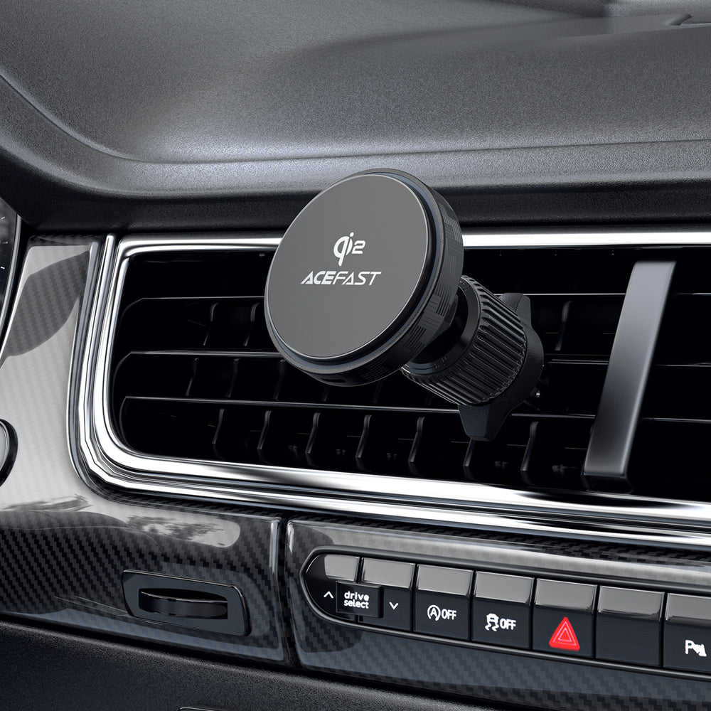 Acefast D33 Car Holder with Qi2 15W Magnetic Charger for Air Vent - Black