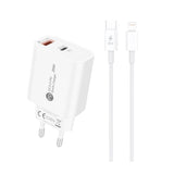A6MaxL 20W USB-A USB-C Wall Charger med 1m USB-C - Lightning Cable - Hvid