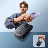 Joyroom JR-PBF18 22.5W 10000mAh Powerbank med indbygget Lightning-kabel + USB-C-kabel 0,25 cm - sort