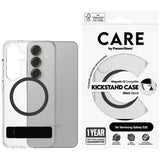 CARE af PanzerGlass Feature Black Kickstand & QI Case til Samsung Galaxy S25 - Transparent