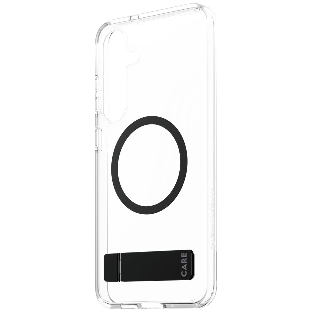 CARE af PanzerGlass Feature Black Kickstand & QI Case til Samsung Galaxy S25+ - Transparent