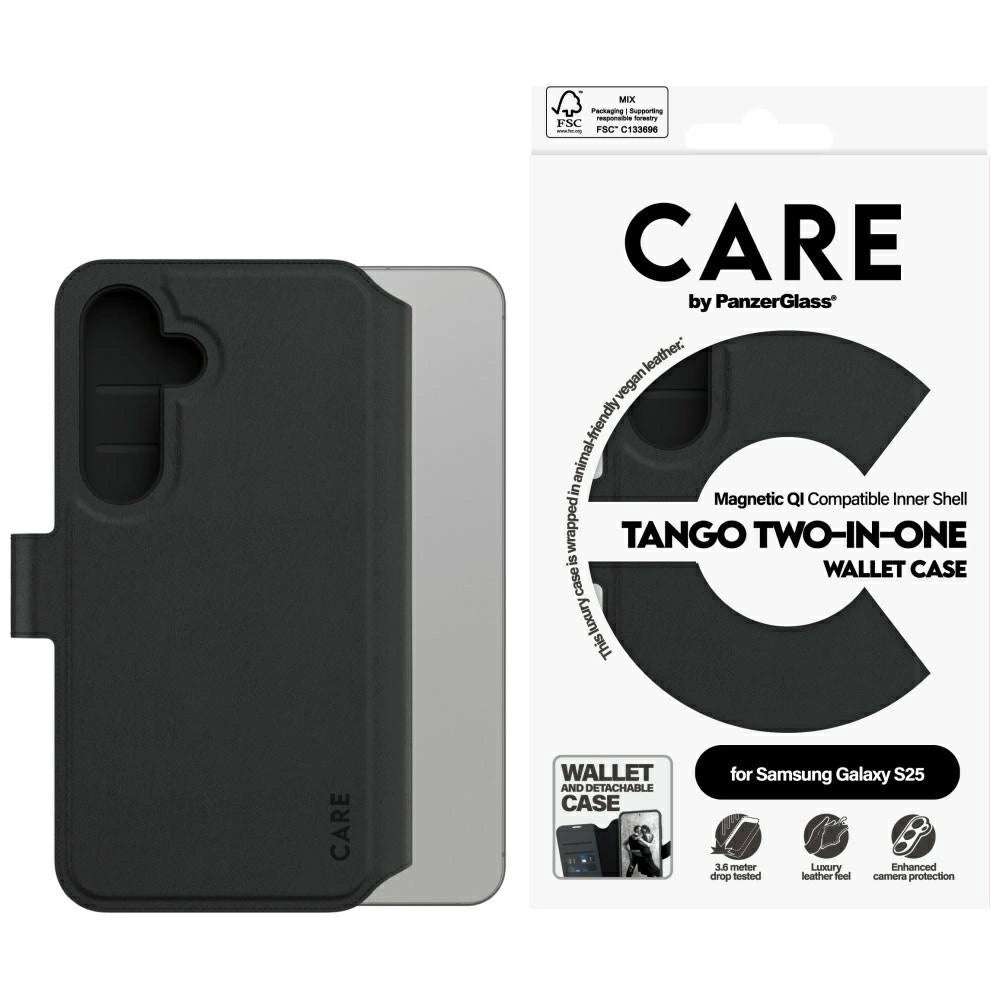 CARE af PanzerGlass Feature Tango 2in1 Wallet Case til Samsung Galaxy S25 - sort