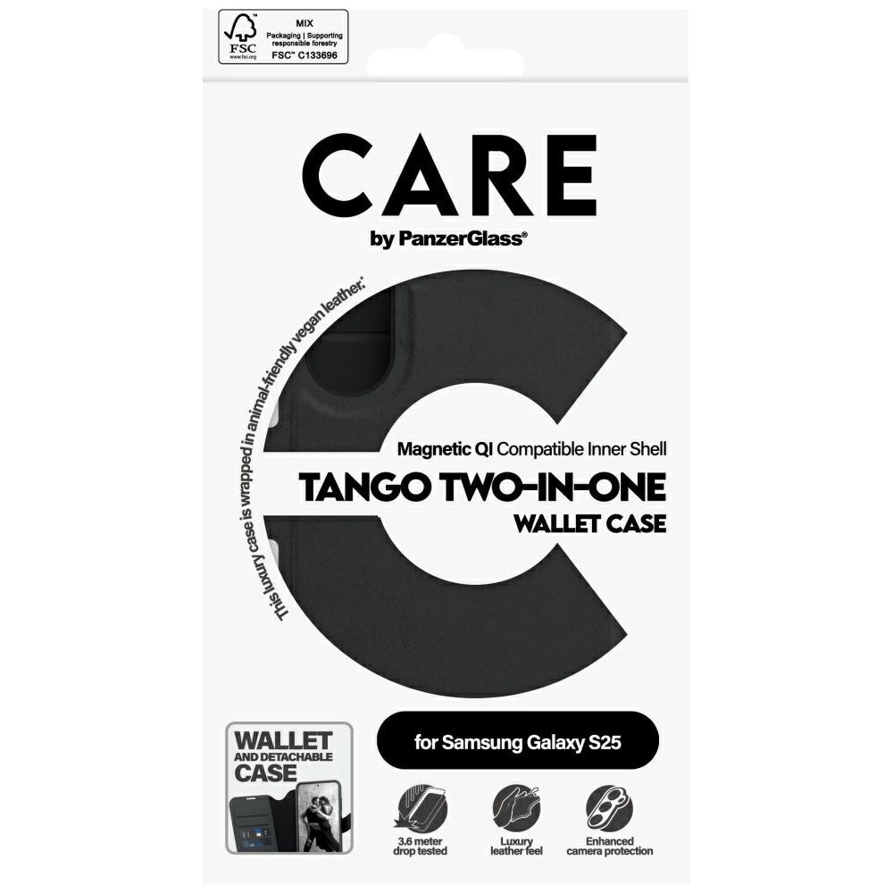 CARE af PanzerGlass Feature Tango 2in1 Wallet Case til Samsung Galaxy S25 - sort