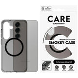 CARE af PanzerGlass Flagship Urban Combat Black QI Case til Samsung Galaxy S25 - Halvt gennemsigtig røg
