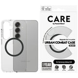 CARE af PanzerGlass Flagship Urban Combat Black QI Case til Samsung Galaxy S25 - Transparent