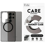 CARE af PanzerGlass Flagship Urban Combat Black QI Case til Samsung Galaxy S25 Ultra - Halvt gennemsigtig røg