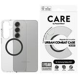 CARE af PanzerGlass Flagship Urban Combat Black QI Case til Samsung Galaxy S25+ - Gennemsigtig