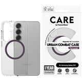 CARE af PanzerGlass Flagship Urban Combat Purple QI Case til Samsung Galaxy S25 - Transparent