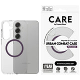 CARE af PanzerGlass Flagship Urban Combat Purple QI Case til Samsung Galaxy S25+ - Transparent