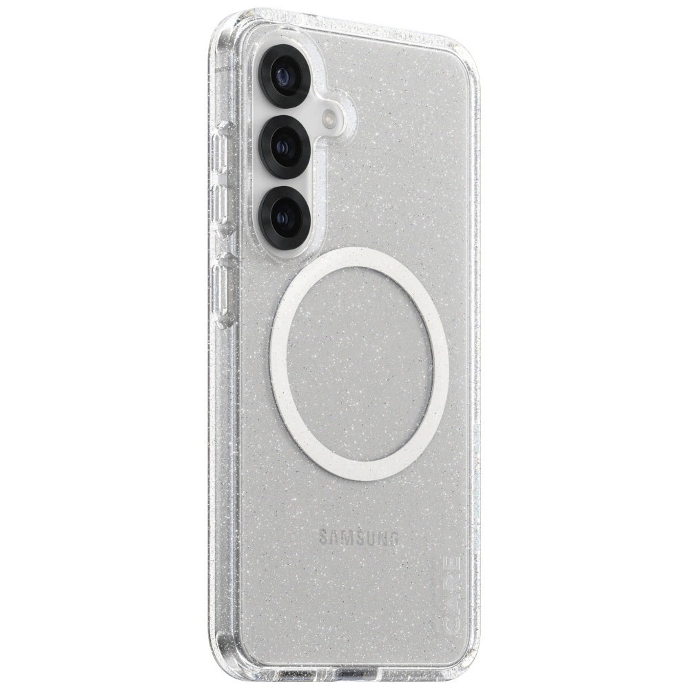 CARE af PanzerGlass Flagship Urban Combat Starlight White QI Case til Samsung Galaxy S25 - Transparent