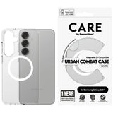 CARE af PanzerGlass Flagship Urban Combat White QI Case til Samsung Galaxy S25+ - Gennemsigtig