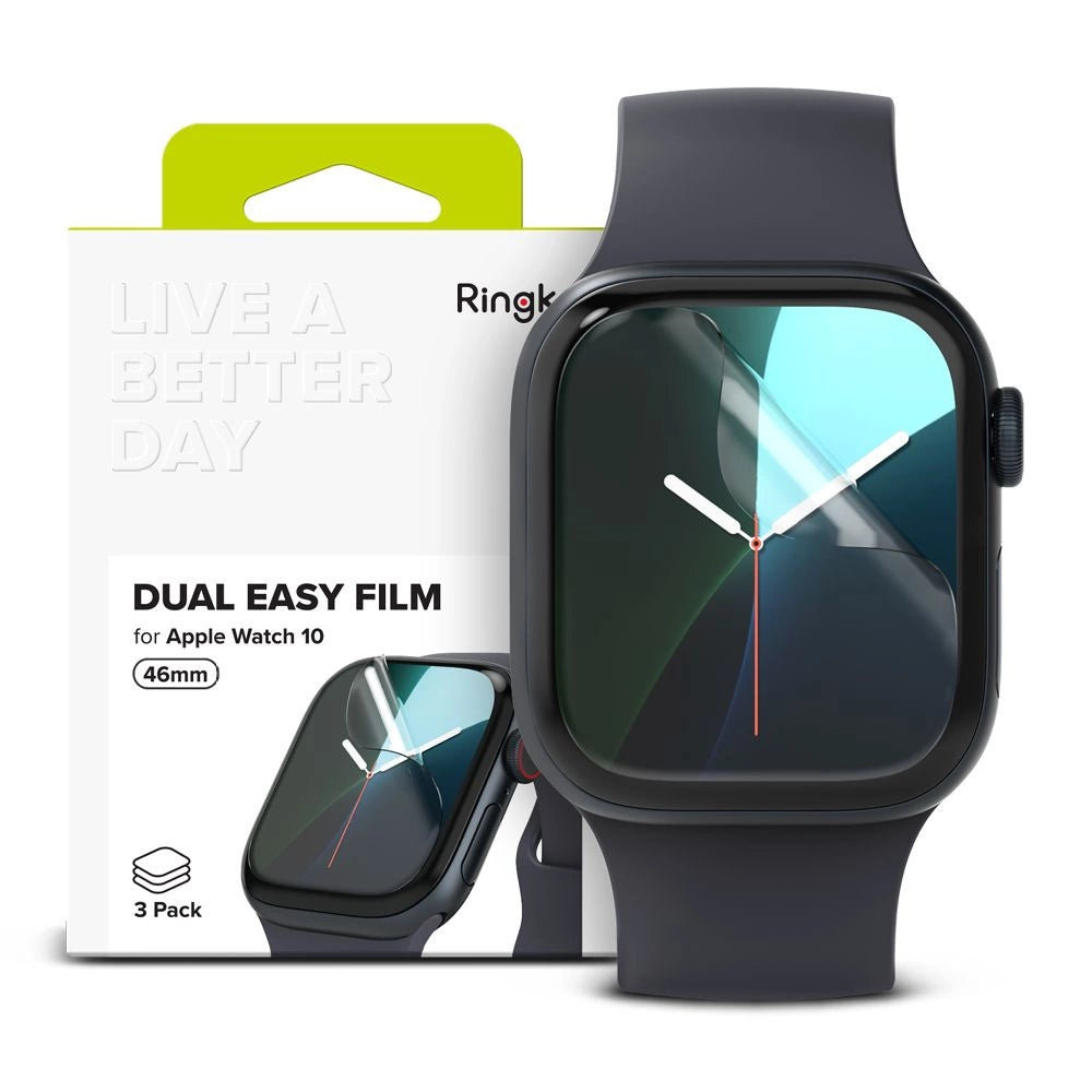 Ringke Dual Easy 3-pack beskyttende folie til Apple Watch 10 46 mm