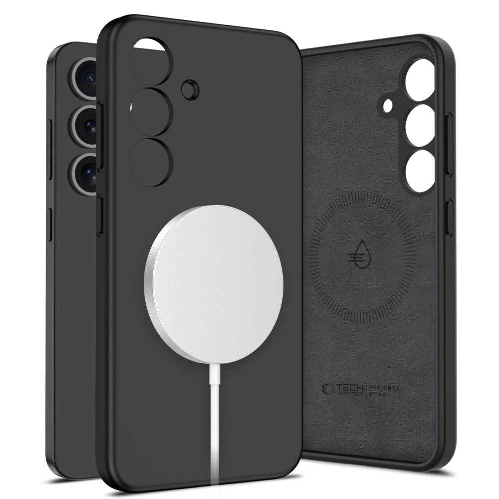Tech-Protect flydende silikone MagSafe Case til Samsung Galaxy S25 - sort