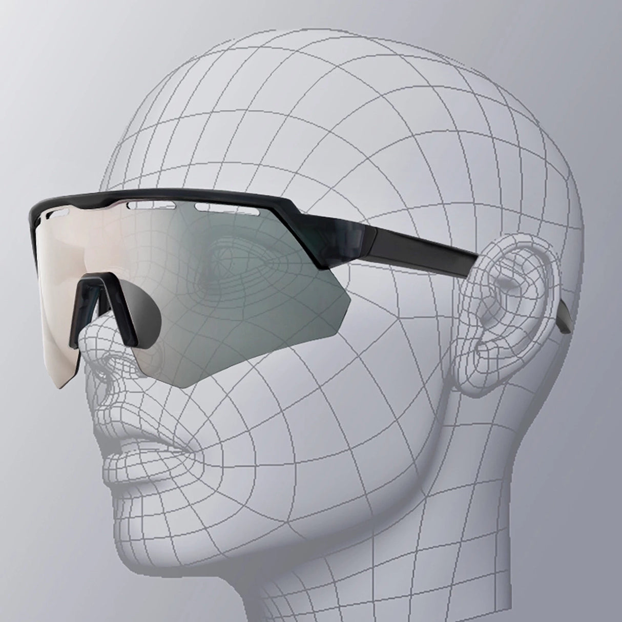 Rockbros polariserede cykelbriller med UV-beskyttelse og korrigerende indlæg - grå