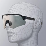 Rockbros polariserede cykelbriller med UV-beskyttelse og korrigerende indlæg - grå