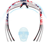 Rockbros cykelbriller fotokromiske med UV-beskyttelse og korrigerende indlæg 14120008002 - USA mønster - hvid