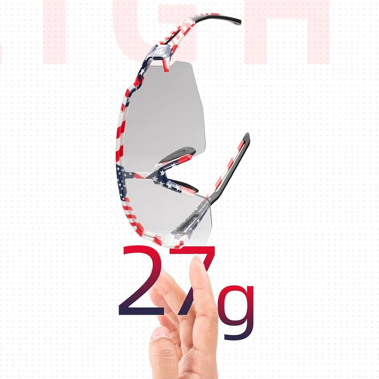 Rockbros cykelbriller fotokromiske med UV-beskyttelse og korrigerende indlæg 14120008002 - USA mønster - hvid