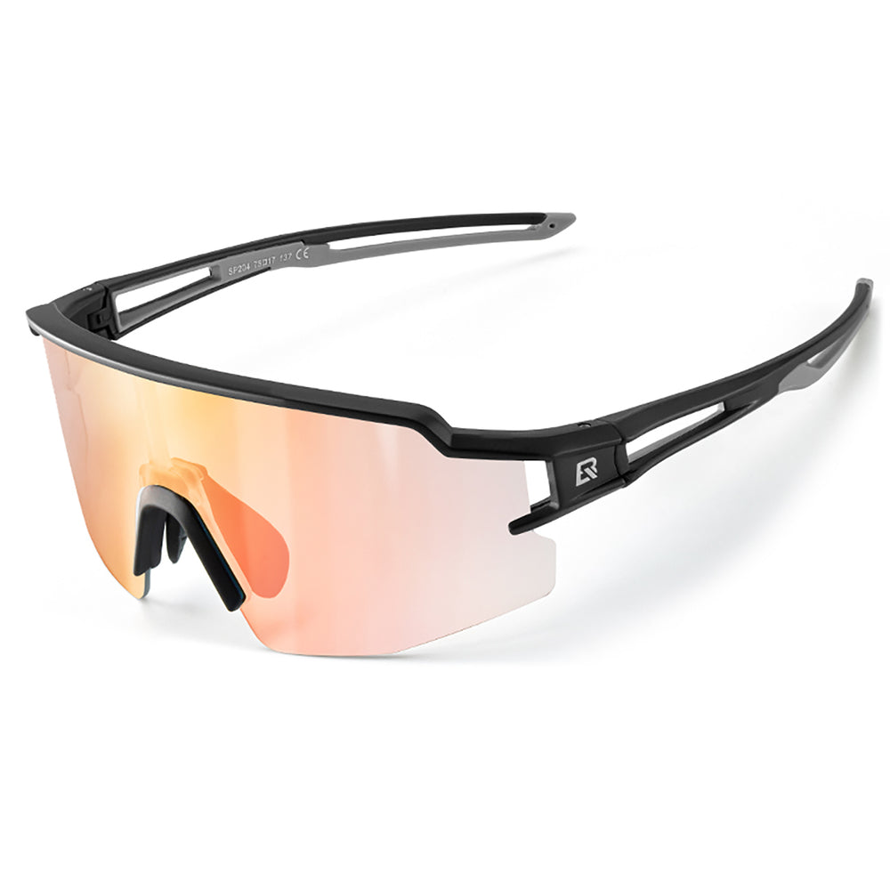 Rockbros cykelbriller fotokromisk UV-beskyttelse med korrigerende indsæt orange linser - sort