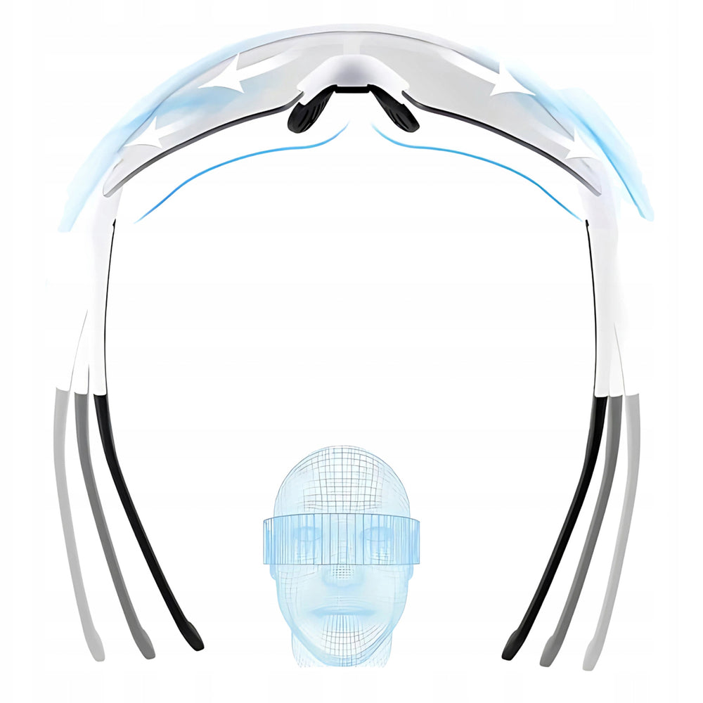 Rockbros Cycling Glasses Photochromic with UV Protection and Corrective Insert - White