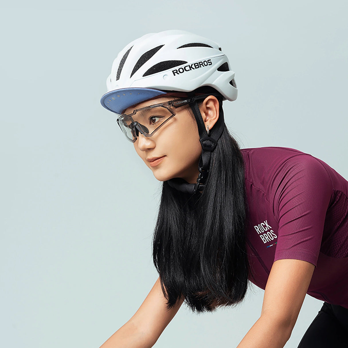 Rockbros cykelhat med hjelmvisør - rød