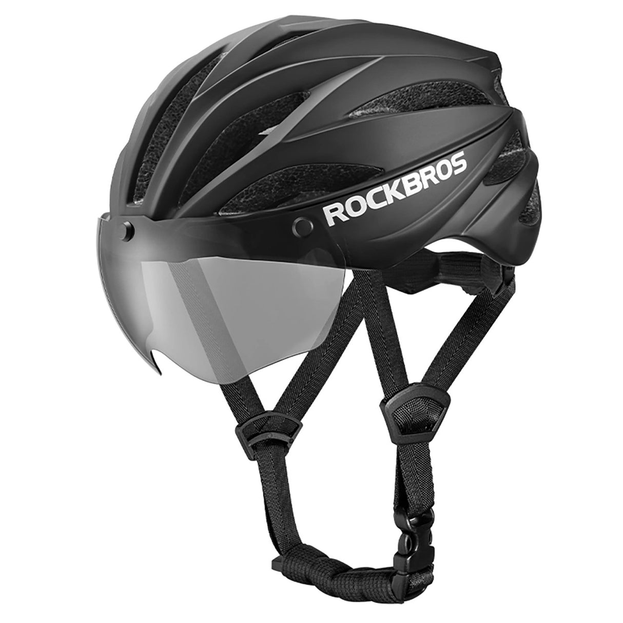 Rockbros cykelhjelm med visir, UV-beskyttelsesbriller, unisex - sort/brun