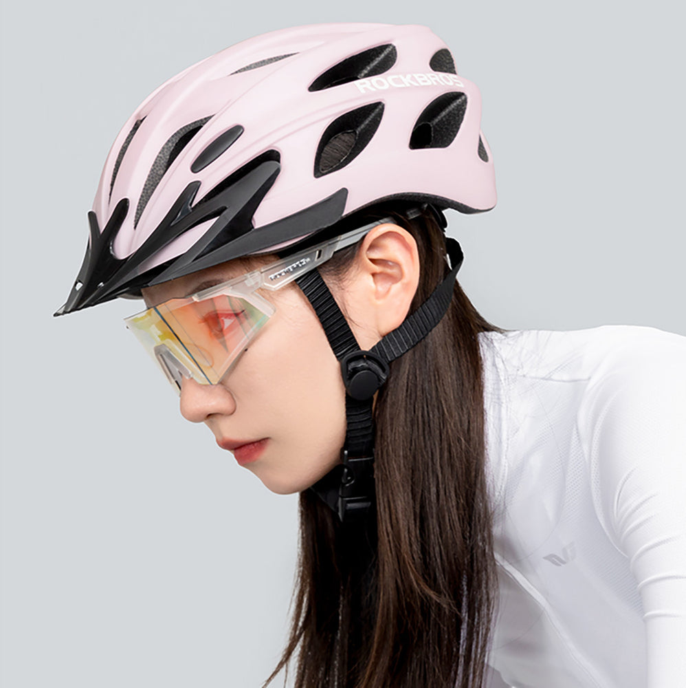 Rockbros cykelhjelm med visir, aftagelige UV-briller, aftagelige visir, unisex - pink