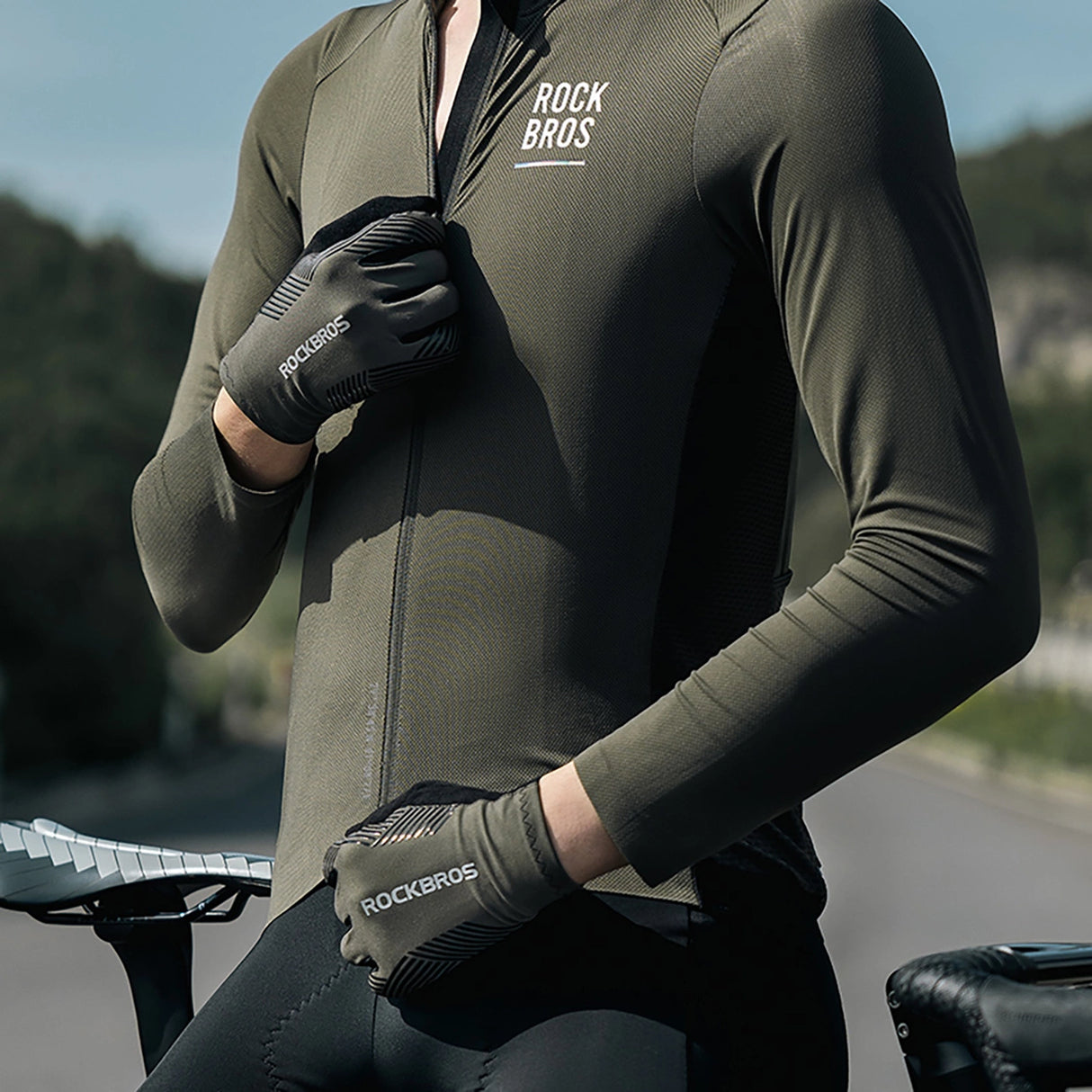 Rockbros cykelhandsker forår/sommer/høst, fuld størrelse: L - grøn