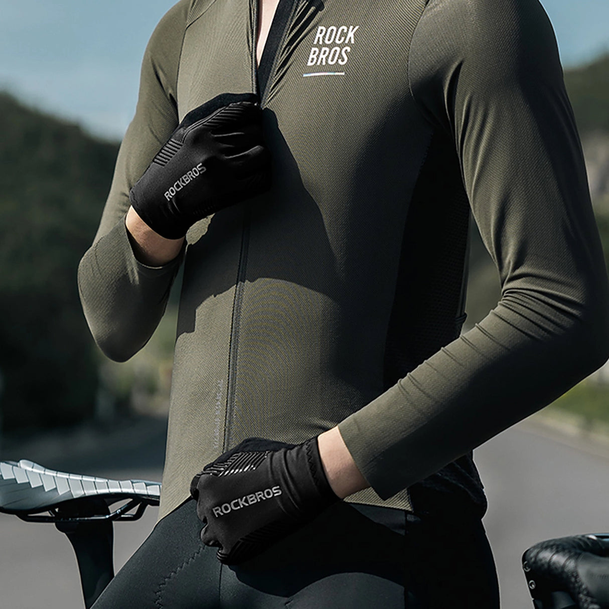 Rockbros cykelhandsker forår/sommer/høst, fuld størrelse: XL - sort