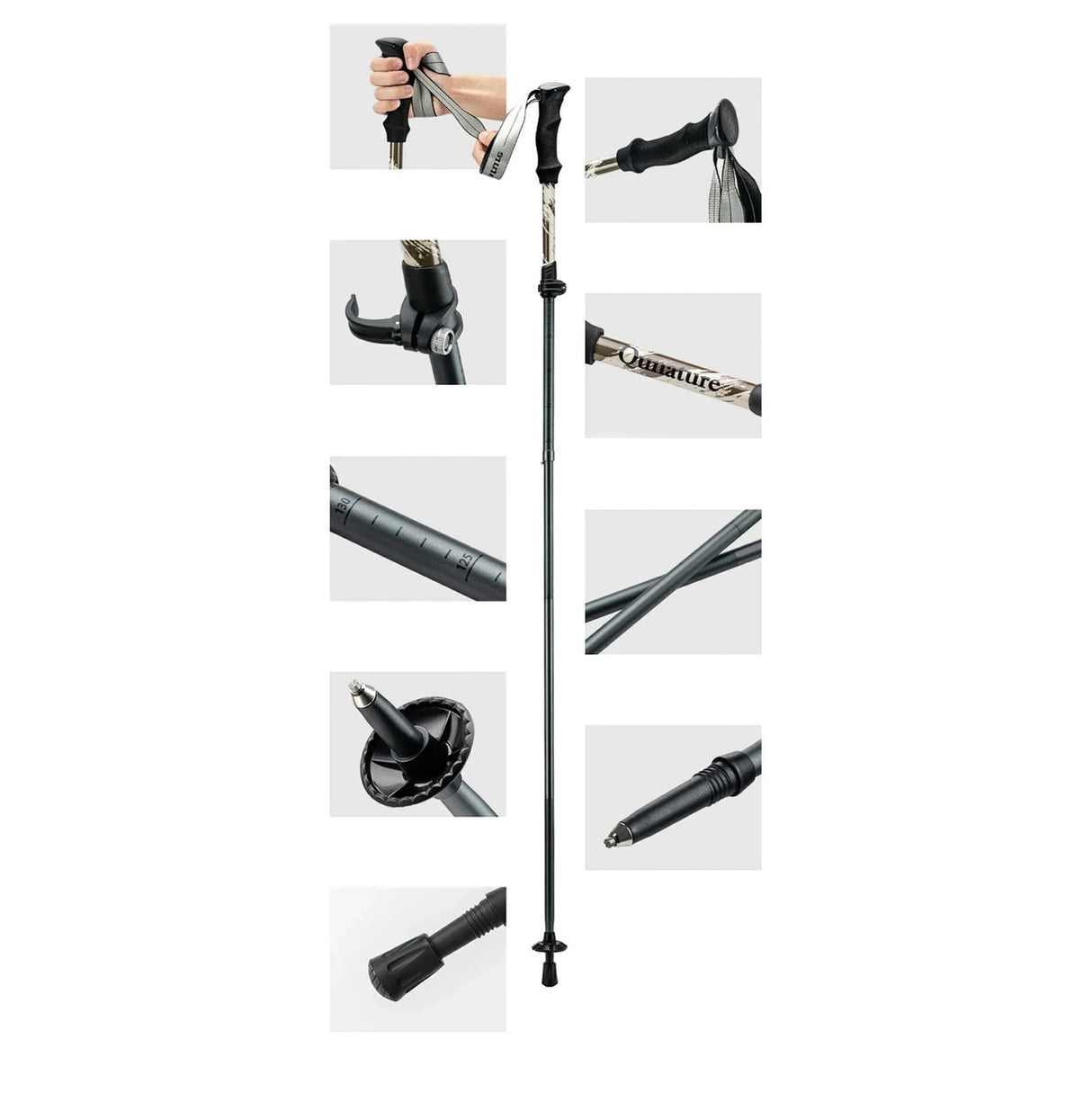 Qunature Nordic Walking Trekking Pole Aluminium 110 - 130 cm 1 stk. - Brunt