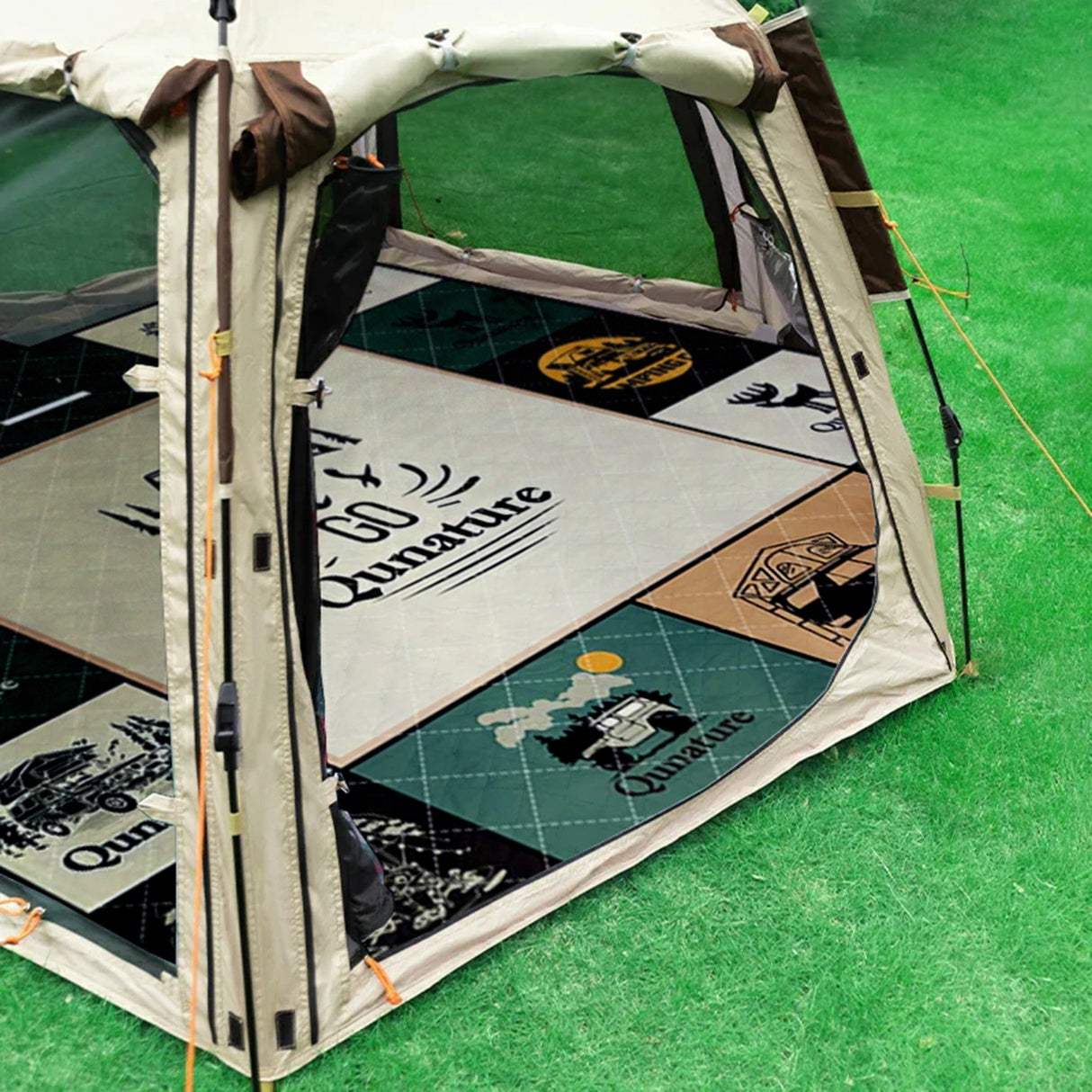 Qunature picknick-mad vandtæt turistdække 2 x 2 m - flerfarvet