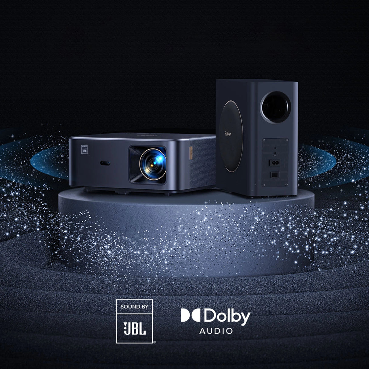 Yaber K2s Pro LCD FullHD 1080p Multimedia projektor med JBL højttalere og subwoofer - sort