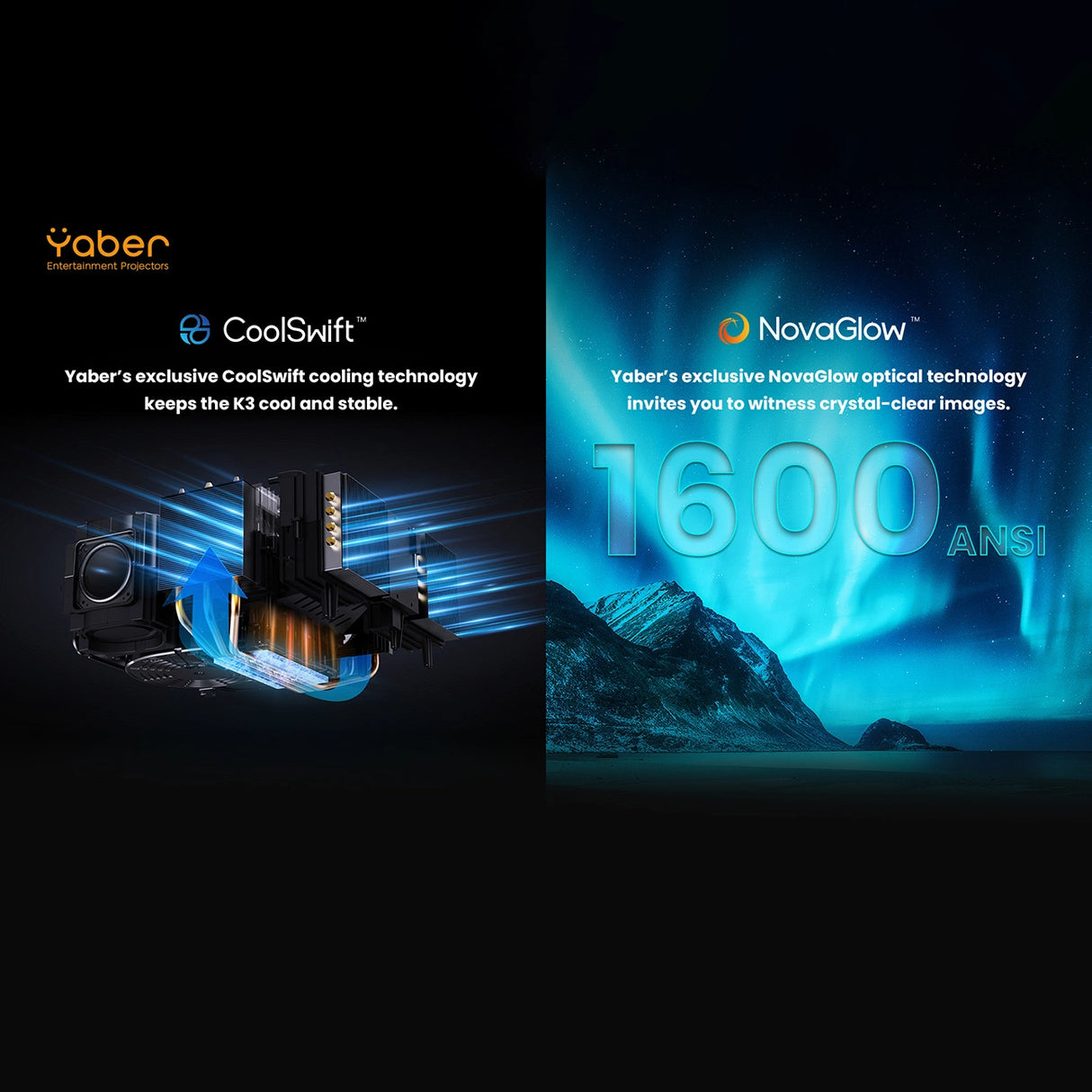 Yaber K3 LCD FullHD 1080p Multimedia projektor med JBL højttalere - sort