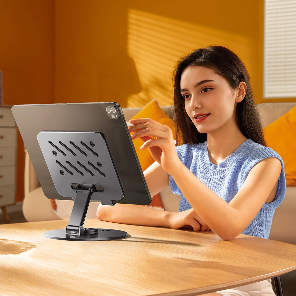 Wozinsky WRS-DSY84SS 360° Roterende Aluminium Tablet Stativ - Grå