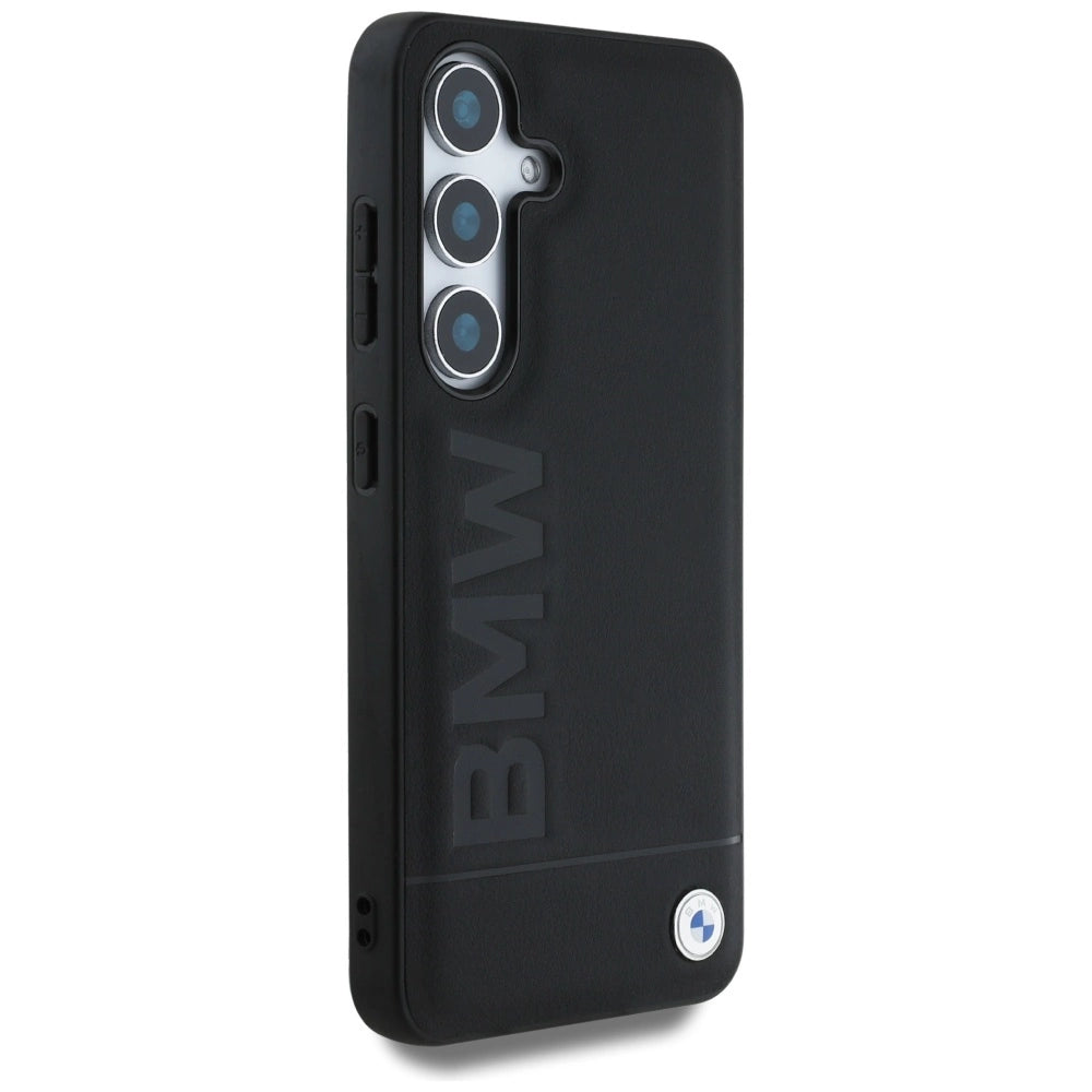 BMW Leather Big Wordmark Case for Samsung Galaxy S25+ - Black