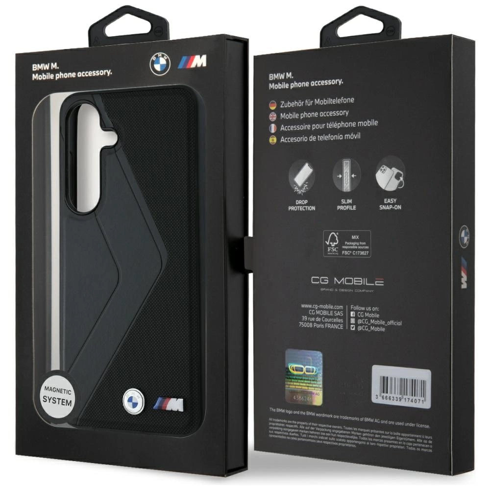 BMW Leather Oversized Stripes MagSafe case for Samsung Galaxy S25 - black
