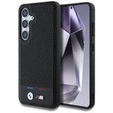 BMW Leather Tricolor Stripe MagSafe Case for Samsung Galaxy S25 - Black