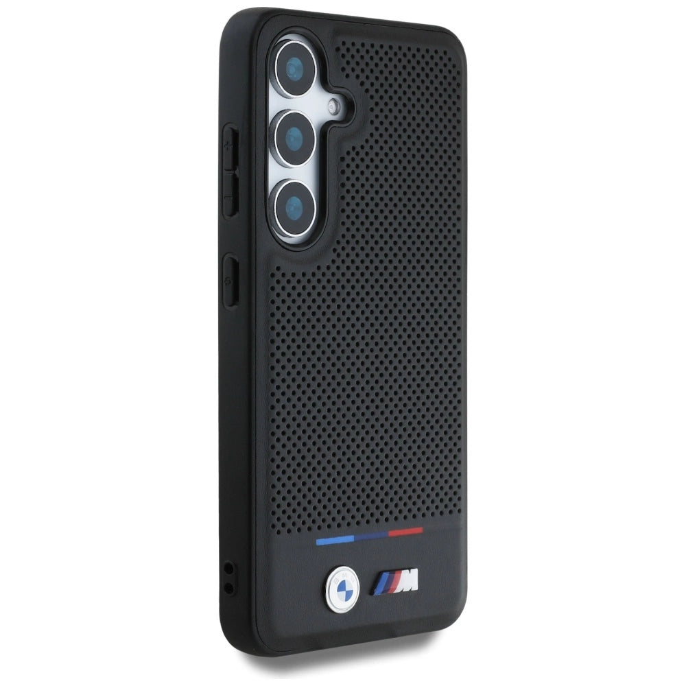 BMW Leather Tricolor Stripe MagSafe Case for Samsung Galaxy S25 - Black