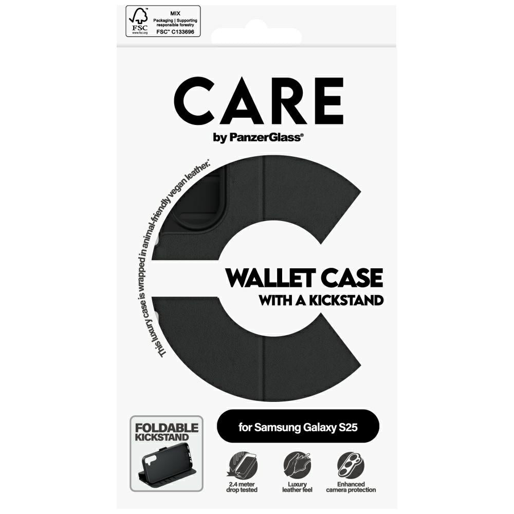 CARE af PanzerGlass Feature Wallet Kickstand Case til Samsung Galaxy S25 - sort