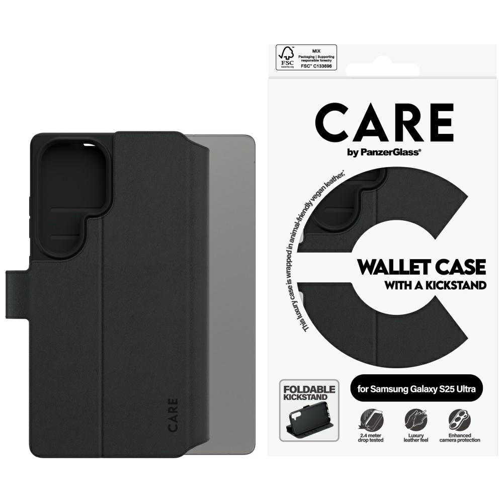 CARE af PanzerGlass Feature Wallet Kickstand Case til Samsung Galaxy S25 Ultra - sort