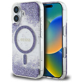 Guess HC Resin Bottom Glitter MagSafe sag til iPhone 16 - lilla